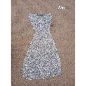 Halogen Blue Floral Flutter Sleeve Maxi Dress